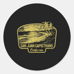 Pegatina Redonda San Juan Capistrano California Playa Surf Vintage