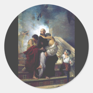 Pegatina Redonda San Juan de Dios Patrono de los Hospitales Arte Ca