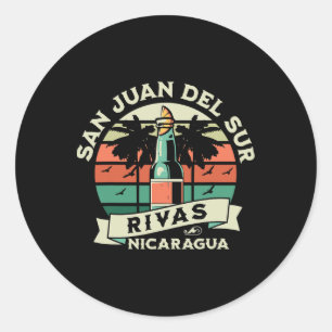 Pegatina Redonda San Juan Del Sur Rivas Nicaragua mapa Artesanía So