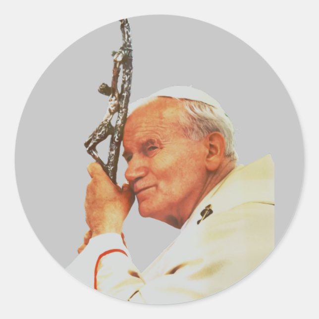 Pegatina Redonda San Juan Pablo II (Anverso)