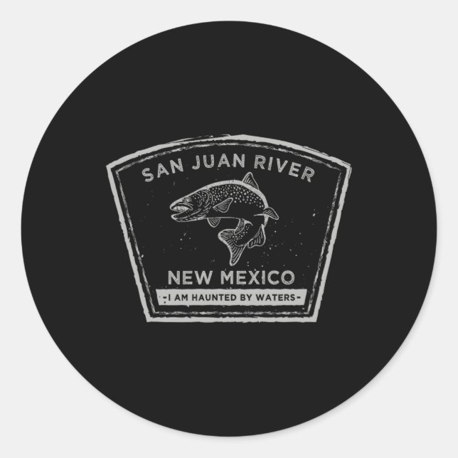Pegatina Redonda San Juan River New Mexico Fly Fishing Shirt  (Anverso)