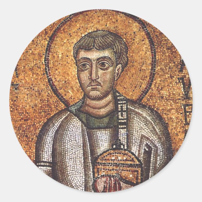 Pegatina Redonda San Lorenzo el mártir (Anverso)