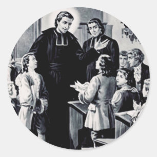 Pegatina Redonda San Luis de Montfort sacerdote francés