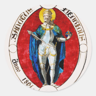 Pegatina Redonda San Luis IX de Francia Patrono de Reyes