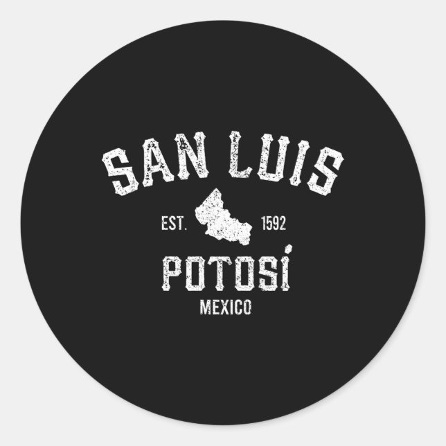 Pegatina Redonda San Luis Potosi México Mapa Est 1592 Estado De San (Anverso)
