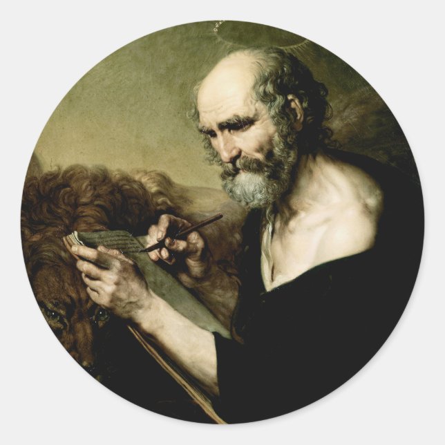 Pegatina Redonda San Marcos Evangelista (Anverso)