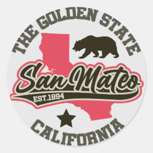 Pegatina Redonda San Mateo, California
