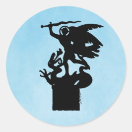 Pegatina Redonda San Miguel y Dragón