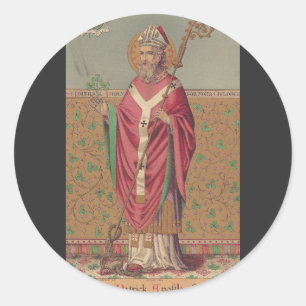 Pegatina Redonda San Patricio Apóstol de Irlanda