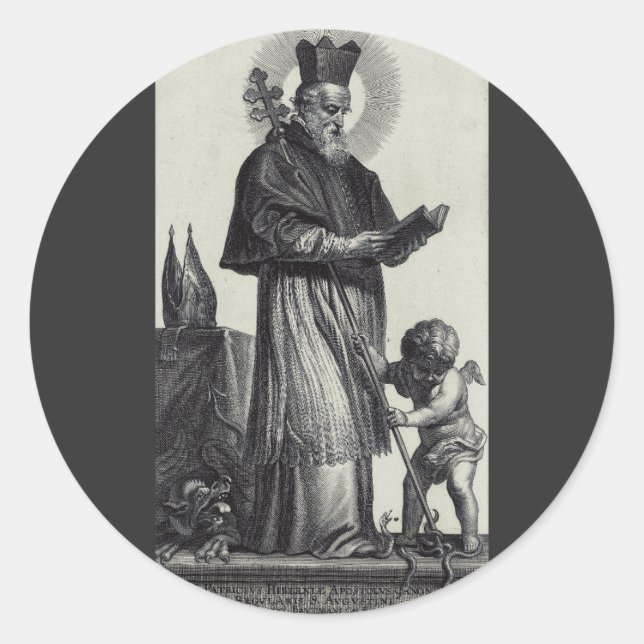 Pegatina Redonda San Patricio Obispo y Confesor (Anverso)
