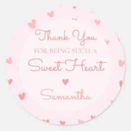 Pegatina Redonda San Valentín Corazón Rosa