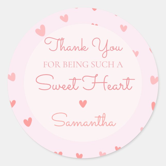 Pegatina Redonda San Valentín Corazón Rosa (Anverso)