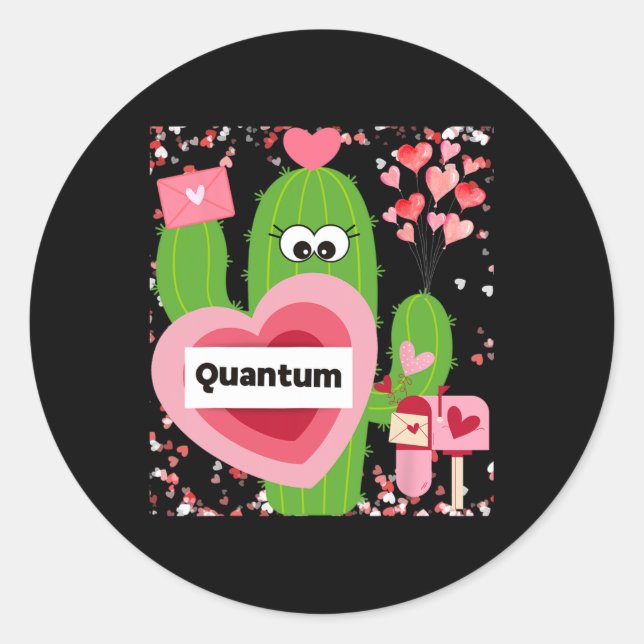 Pegatina Redonda San Valentín Cuántico  (Anverso)