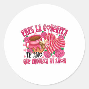 Pegatina Redonda San Valentín mexicano es la conchita que endulza m