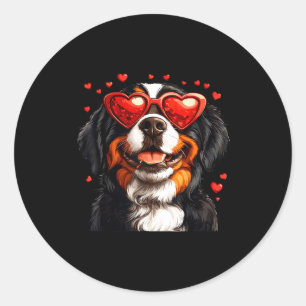 Pegatina Redonda San Valentín para amantes de perros Berner de mont