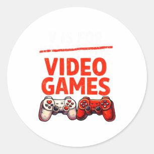 Pegatina Redonda San Valentín para Jugadores V Es Por Videojuegos S