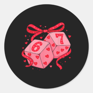 Pegatina Redonda San Valentín Seis Siete Dados Lindos Coqueta Lazos