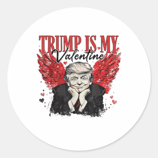 Pegatina Redonda San Valentín Trump retro es mi divertido Trump de  (Anverso)