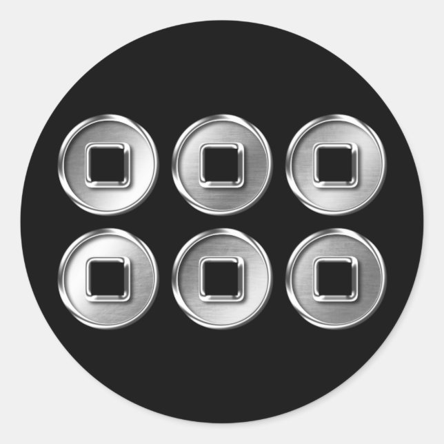 Pegatina Redonda Sanada Clan Kamon Silver Chrome (Anverso)