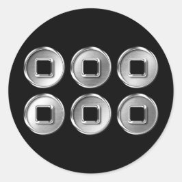 Pegatina Redonda Sanada Clan Kamon Silver Chrome