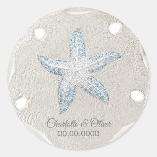 Pegatina Redonda Sand Dollar Starfish Gem