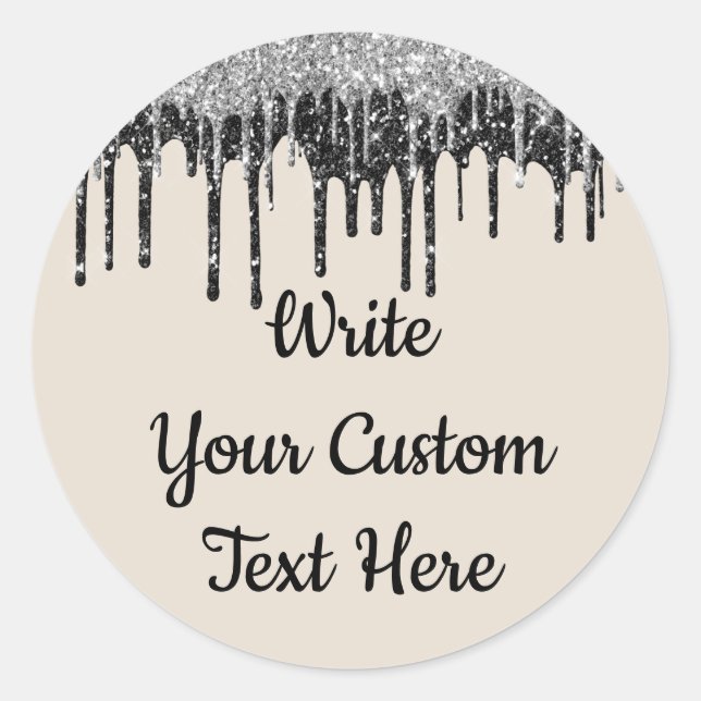 Pegatina Redonda Sand Tan Silver Aniversario del cumpleaños Purpuri (Anverso)