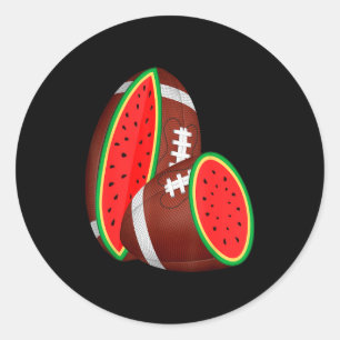 Pegatina Redonda Sandía divertida balón de fútbol melón tropical