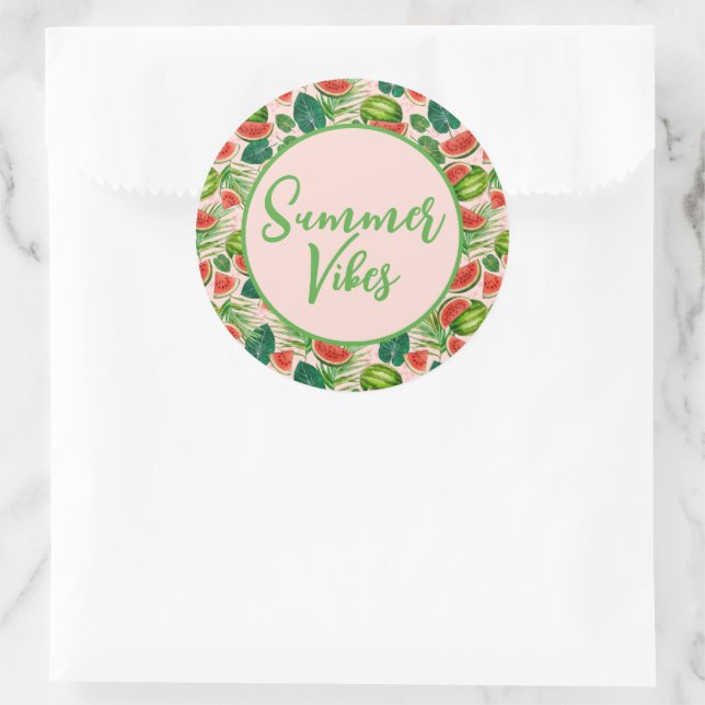 Pegatina Redonda sandía fresca (Bolso)