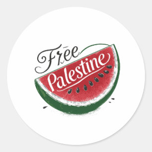 Pegatina Redonda sandía Palestina libre