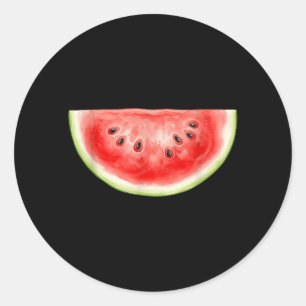 Pegatina Redonda Sandía Verano Acuarela Fruta Rodaja Jugosa