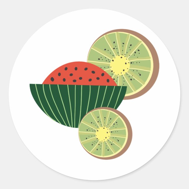 Pegatina Redonda sandías y kiwis (Anverso)