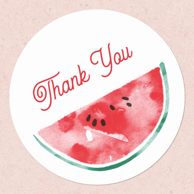 Pegatina Redonda Sandmelon Gracias (Cute watercolor watermelon custom text thank you stickers)
