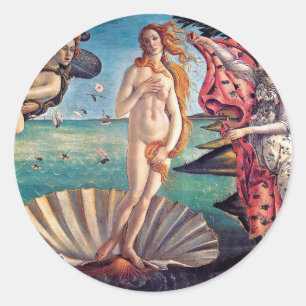 Pegatina Redonda Sandro Botticelli - El nacimiento de Venus - Arte 