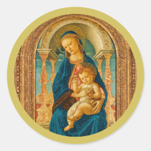 Pegatina Redonda Sandro Botticelli Madonna and Child c 1470
