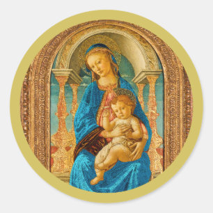 Pegatina Redonda Sandro Botticelli Madonna and Child c 1470