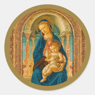 Pegatina Redonda Sandro Botticelli Madonna and Child c 1470
