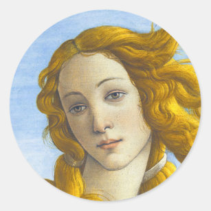 Pegatina Redonda Sandro Botticelli - Nacimiento de los detalles de 