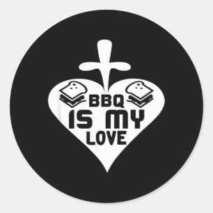 Pegatina Redonda Sándwich Amor Bbq Entusiasta Bbq