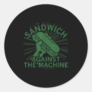 Pegatina Redonda Sándwich Contra La Máquina Para Hombres Mujeres