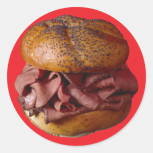 Pegatina Redonda Sandwich de carne asada