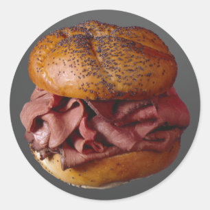 Pegatina Redonda Sandwich de carne asada