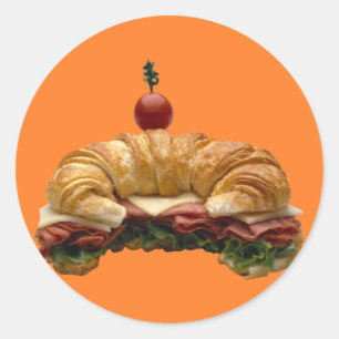 Pegatina Redonda Sandwich de croissant
