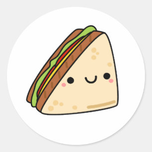 Pegatina Redonda Sandwich de kawaii