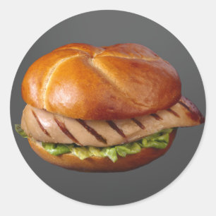 Pegatina Redonda Sándwich de pechuga de pollo