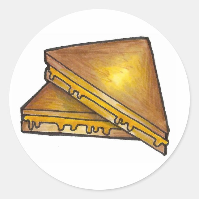 Pegatina Redonda Sándwich de queso cheddar asado durante el almuerz (Anverso)