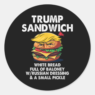 Pegatina Redonda Sándwich Trump Pan Blanco Lleno De Loney Político 