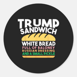 Pegatina Redonda Sándwich Trump Pan Blanco Lleno De Mentiras Ruso