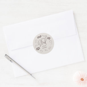 Pegatina Redonda Sandy Beige Quirky Doodle Party Favor