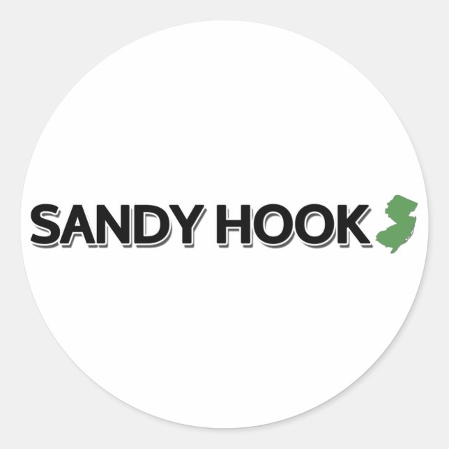 Pegatina Redonda Sandy Hook, Nueva Jersey (Anverso)