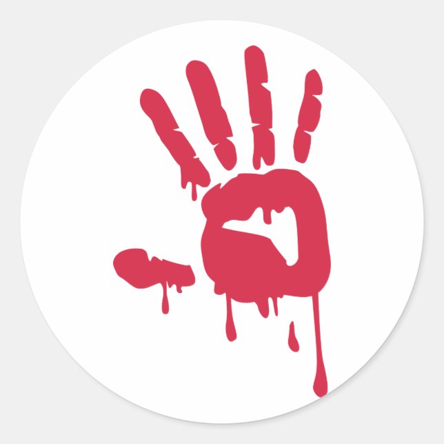 Pegatina Redonda Sangre - Mano (Anverso)